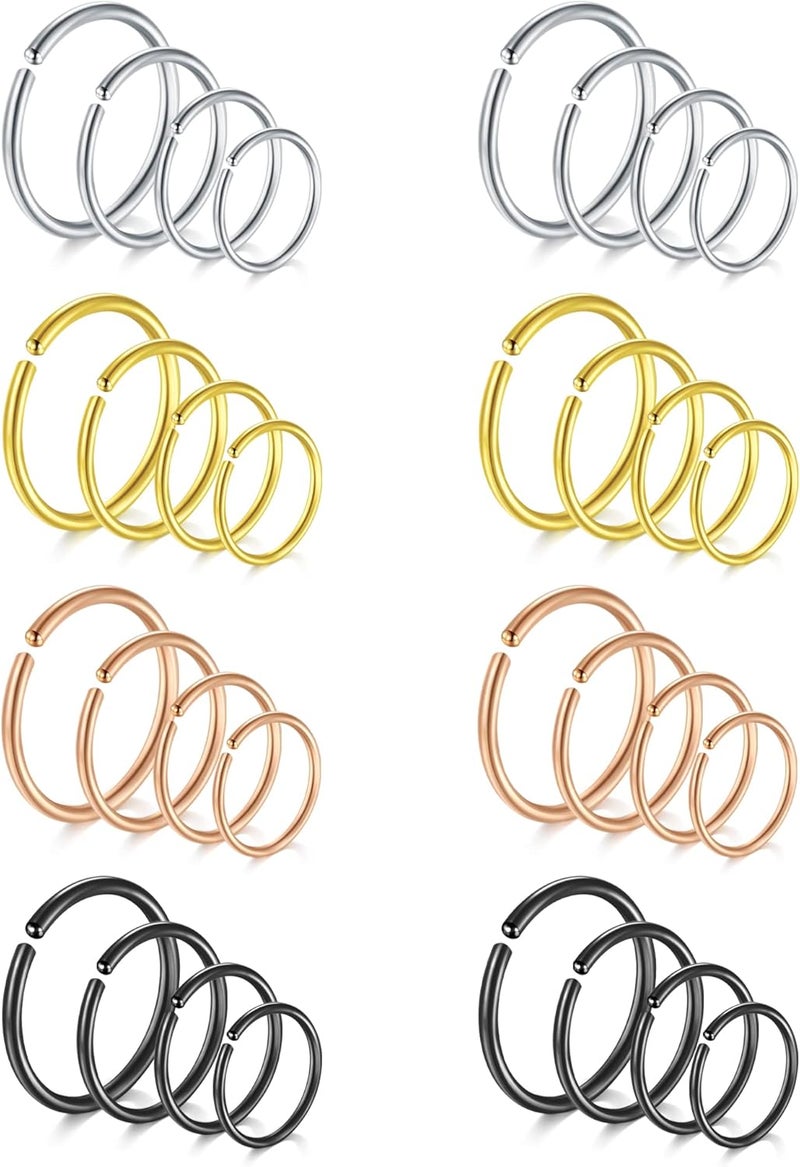 FECTAS Nose Rings Hoops Surgical Steel 18g 20g Gauge 6mm 8mm 10mm 12mm Earrings Piercing Hoops Jewelry for Men Women - Image 1
